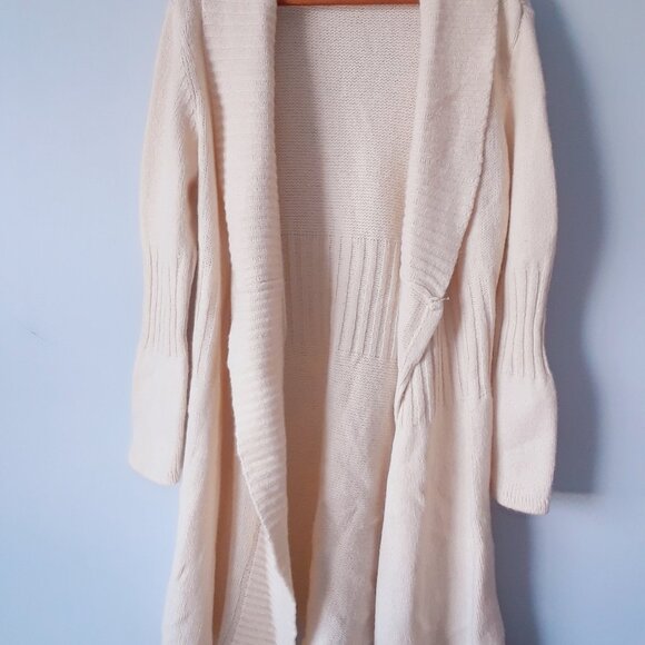 VTG Part Two Maxi Lambswool Open Wrap Cardigan Sweater L - Picture 4 of 11